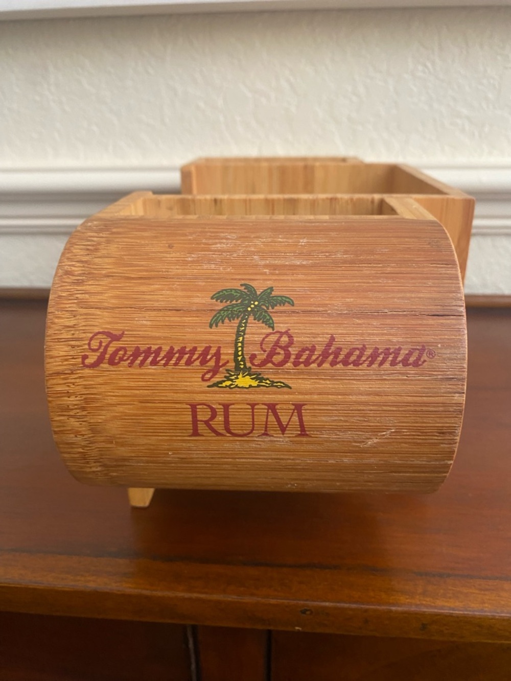 Tommy Bahama Rum Bar Caddy Bamboo Wood Napkin And Straw Holder - Picture 5 of 11
